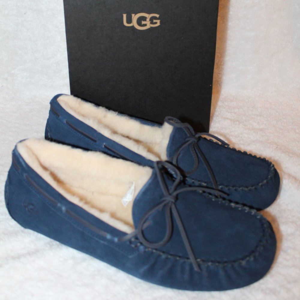 NEW UGG MEN'S SUEDE‎ OLSEN SLIPPERS NAVY BLUE